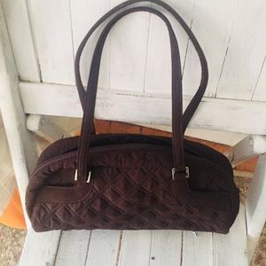 Vera Bradley chocolate quilted lined bucket bag